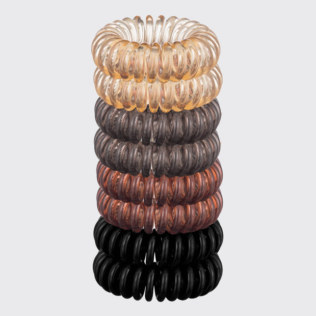 Spiral Hair Ties 8 Pack - Brunette