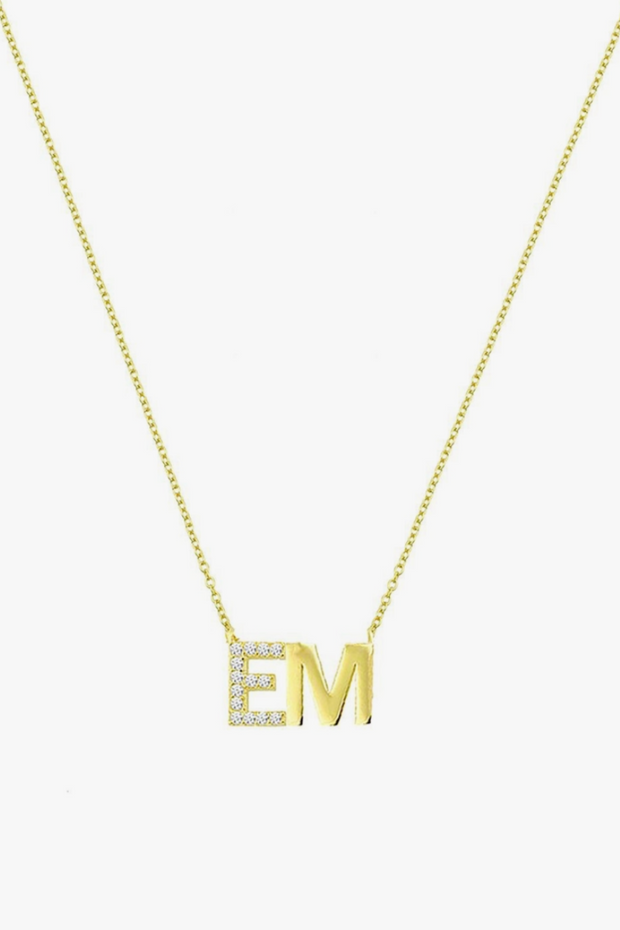 Custom Classic Initials Necklace with Crystal Detail