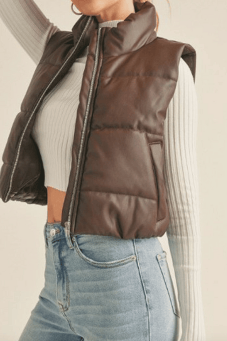 Back to Back Leather Puffer Vest